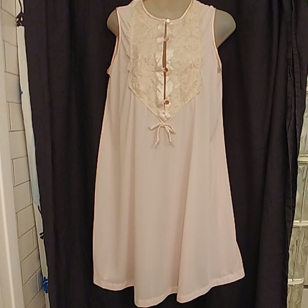 Vtg 60s Gilead Pink Nylon Nightie Robe Sleep Set - Picture 3 of 8